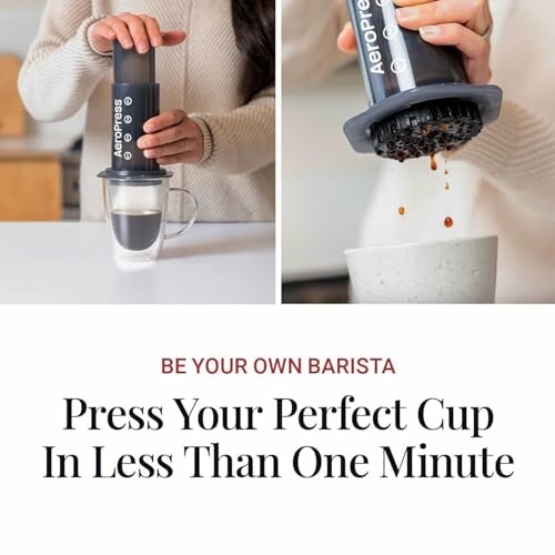 Using an AeroPress to brew coffee quickly.