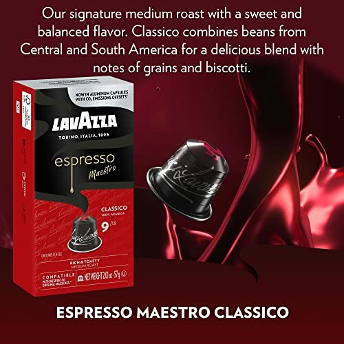 Lavazza Espresso Maestro Classico coffee capsule with box.